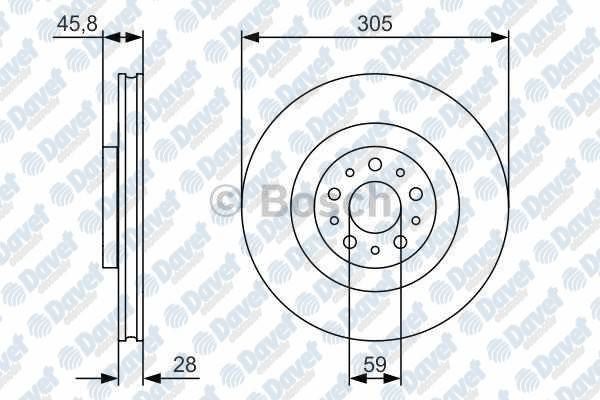 BOSCH 0986479736 Fren Diski On Hava Kanalli 305mm Doblo 1.3 1.6 Mtj 2010-> Combo Kutu 1.3 1.4 1.6 2.0  Cdti  2012